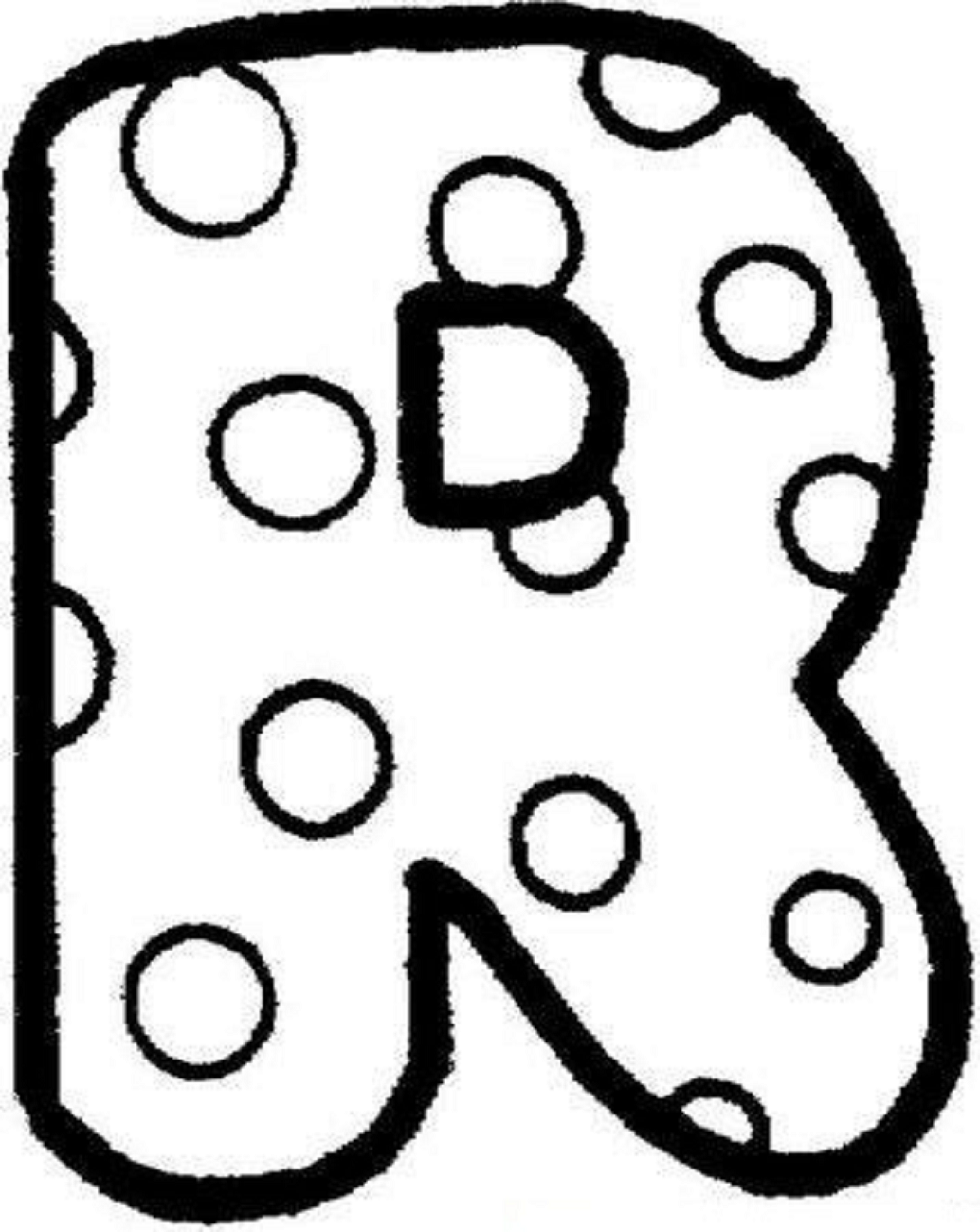 Desenho de Letra R para Imprimir e Colorir Pdf