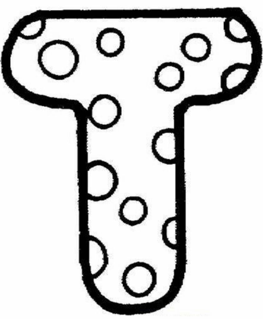 Desenho de Letra T para Imprimir e Colorir Pdf