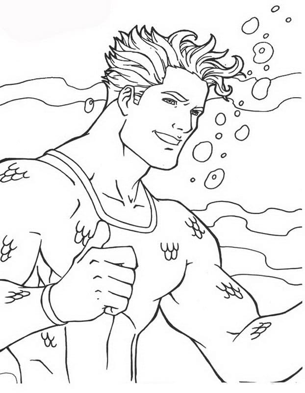 Desenho Aquaman Sorrindo para Colorir