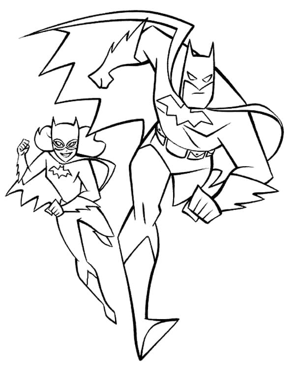 Desenho Batman e Batgirl para Colorir