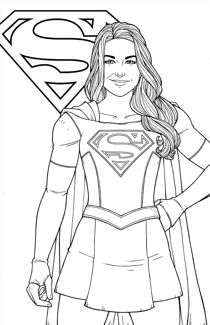 Desenho de Linda Supergirl para Colorir