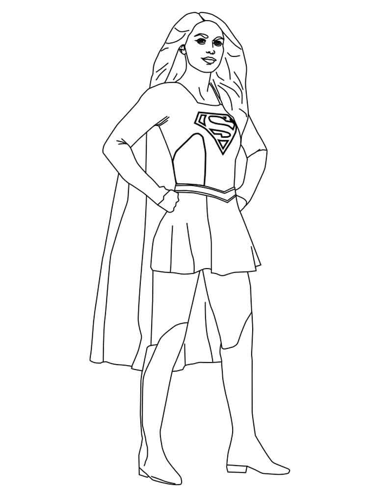 Desenho de Supergirl Sorrindo para Colorir