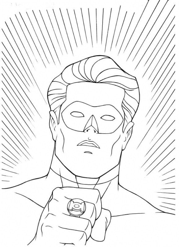 Desenho do Rosto do Herói Lanterna Verde para Colorir