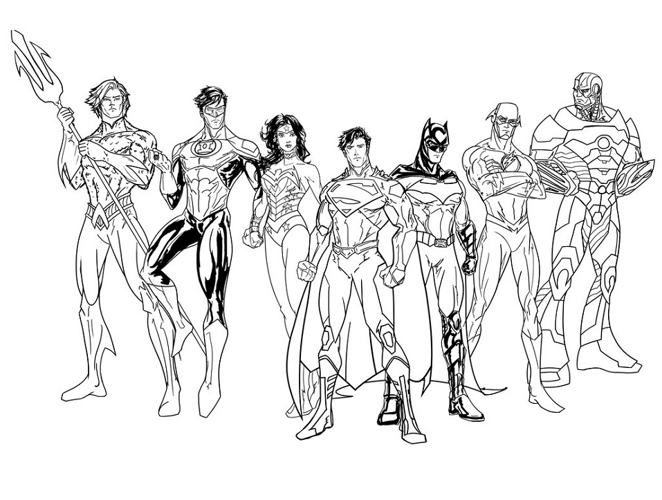 Desenho dos Personagens da Ligá da Justiça para Imprimir e Pintar