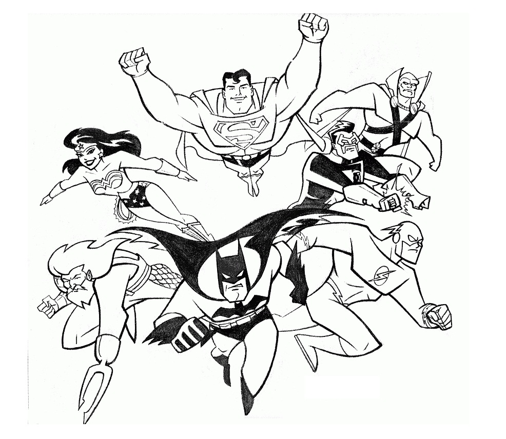 Desenho Pdf da Ligá da Justiça para Colorir de Graça