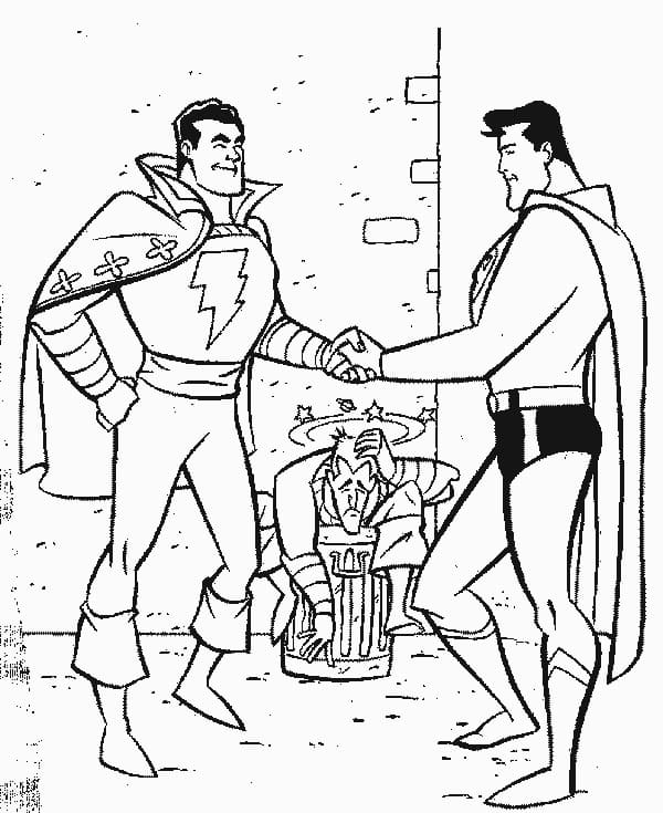 Desenho Shazam e Superman para Colorir