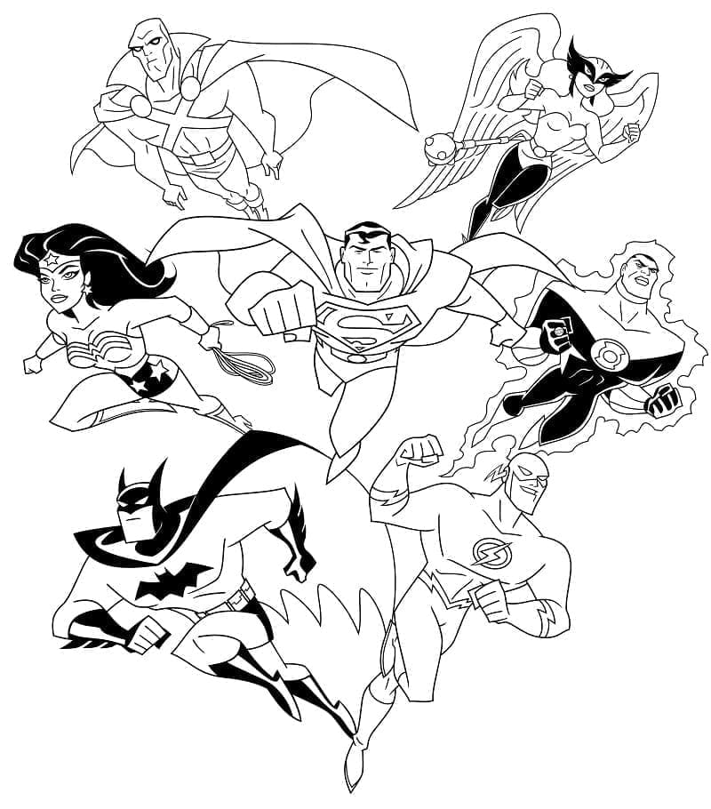 Desenhos de Ligá da Justiça Animada para Colorir
