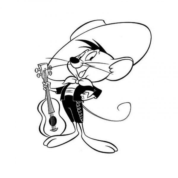 Desenho de Ligeirinho com Violão para Colorir