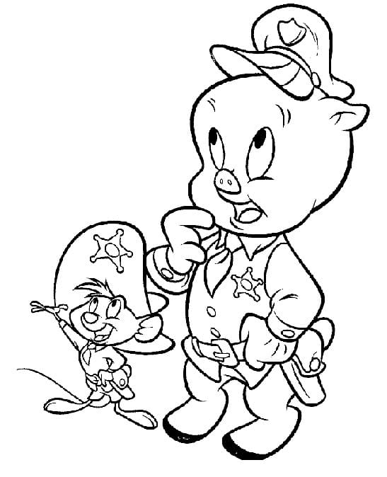 Desenho de Ligeirinho e Gaguinho para Colorir