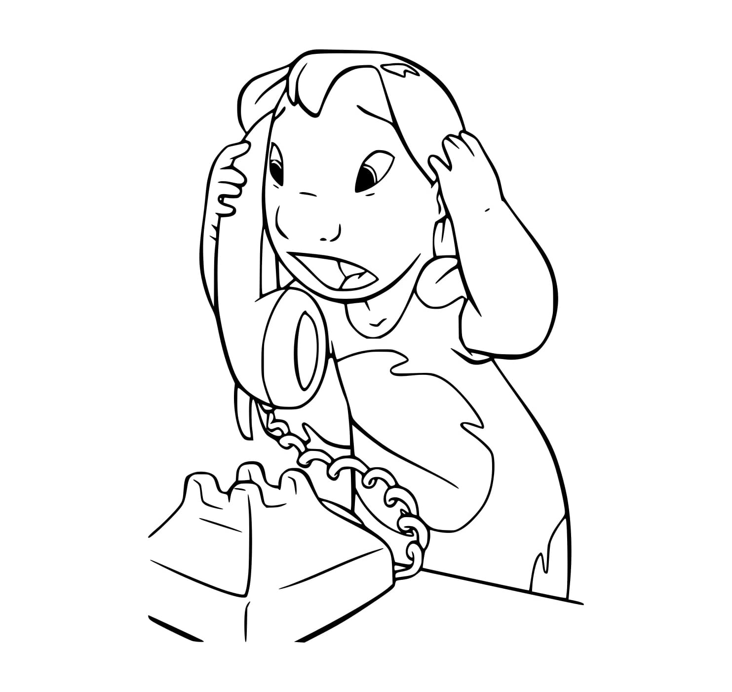 Desenho de Lilo no Telefone para Colorir