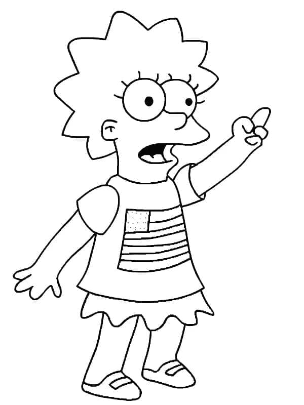 Desenho de Lisa Simpson Curiosa para Colorir