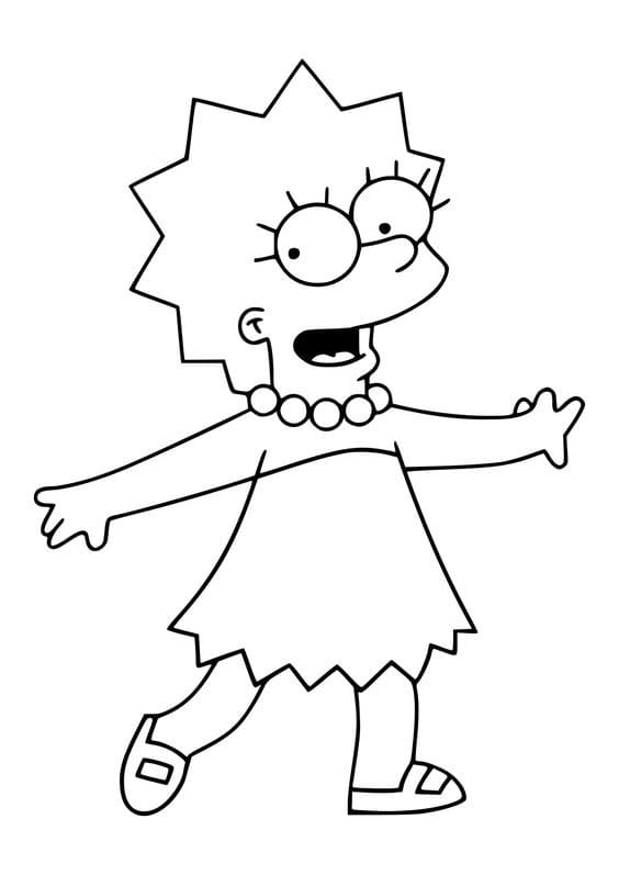 Desenho de Lisa Simpson Fofa para Colorir