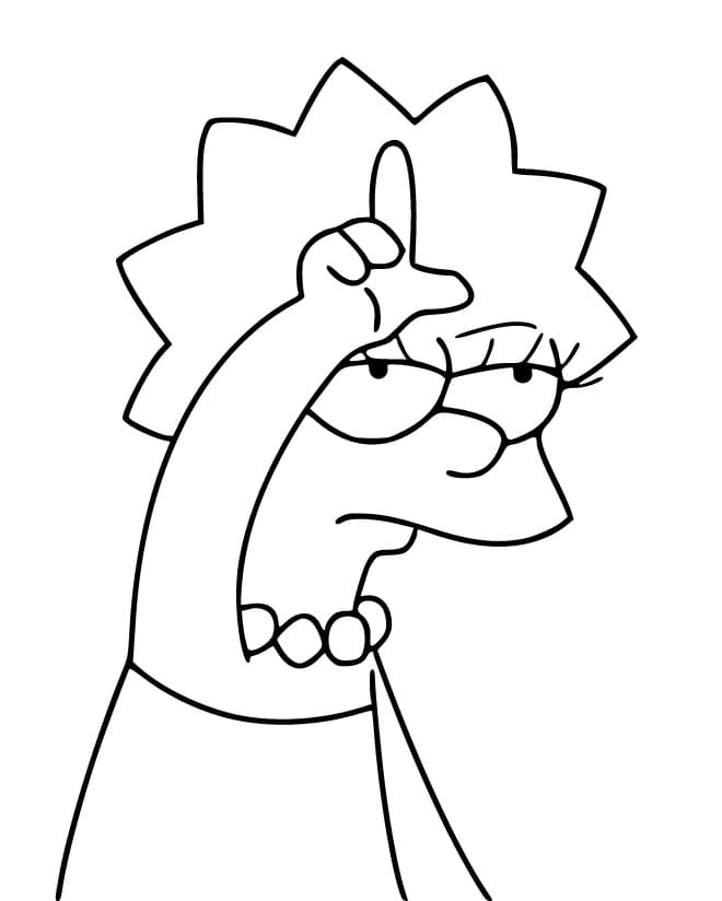 Desenho de Lisa Simpson Mal Humorada para Colorir