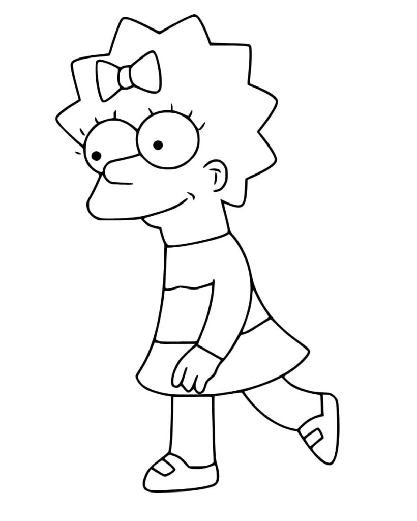 Desenho de Lisa Simpson Muito Fofa para Colorir