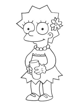 Desenho de Lisa Simpson Sorridente para Colorir