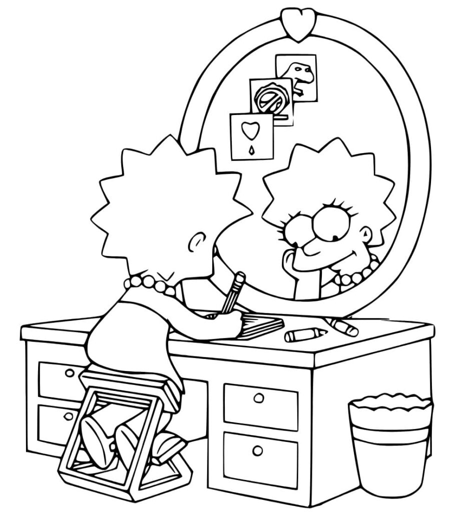 Desenho de Lisa Simpson Triste para Colorir