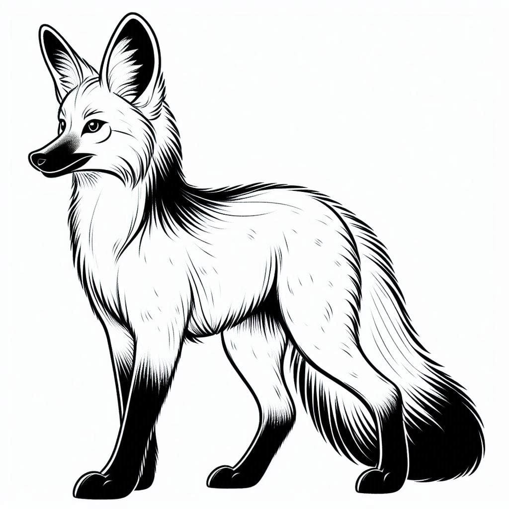 Desenho de Lobo Guara para Crianças para Colorir