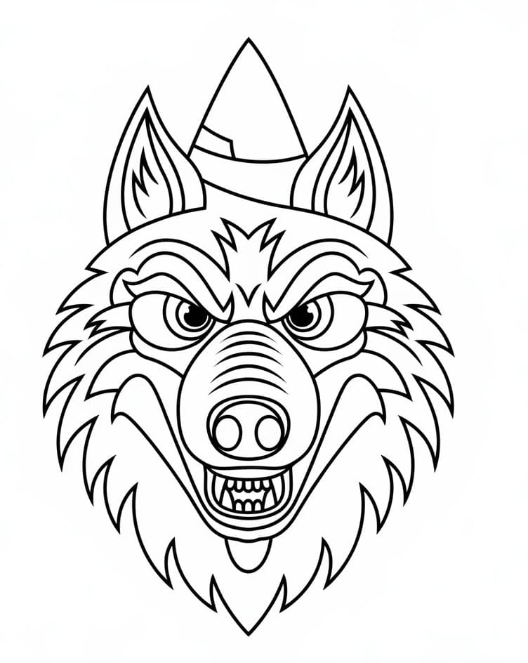 Desenho de Cara de Lobo Mau para Colorir