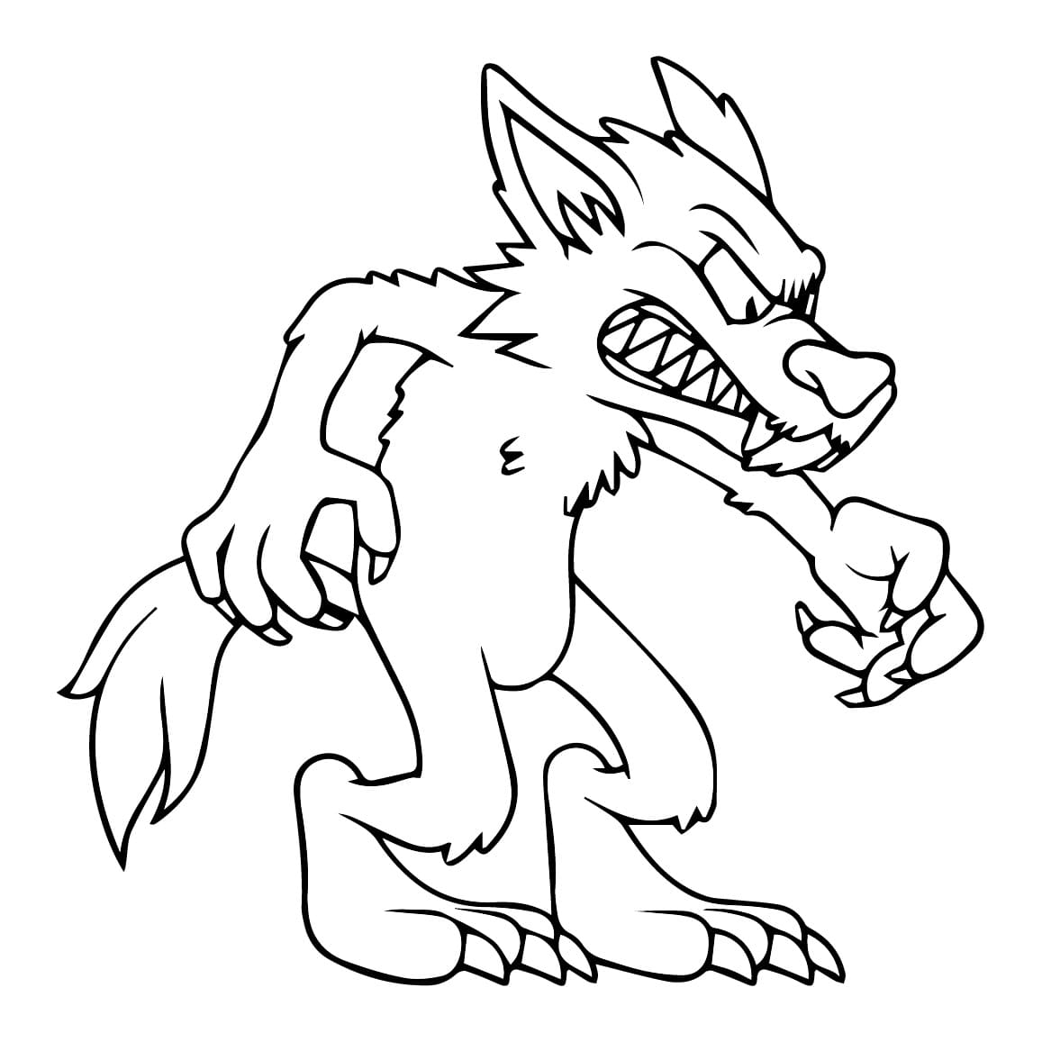 Desenho de Lobo Mau Bravo para Colorir