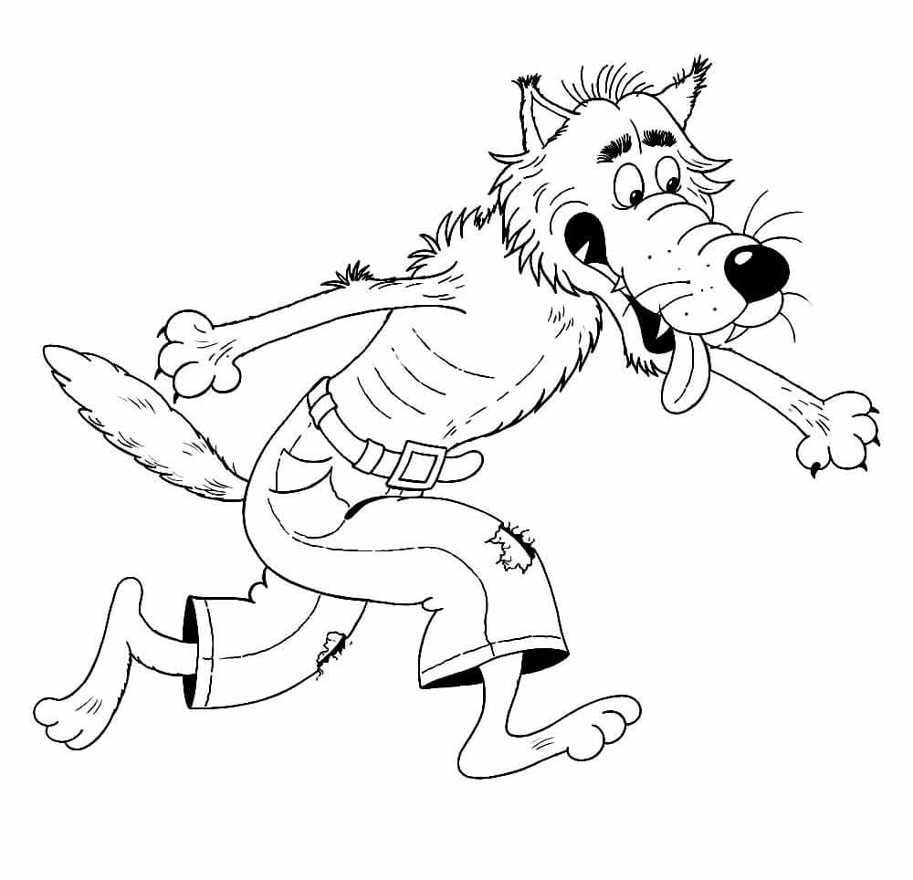 Desenho de Lobo Mau Grátis para Crianças para Colorir