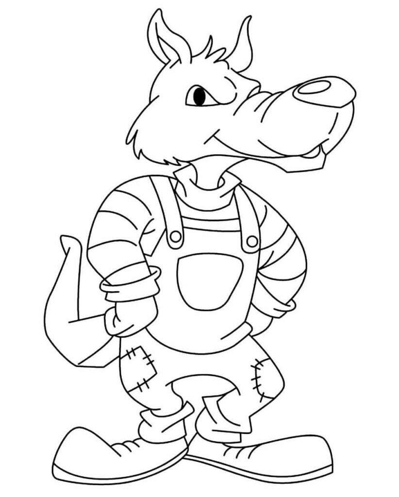 Desenho de Lobo Mau Imprimivel Grátis para Colorir