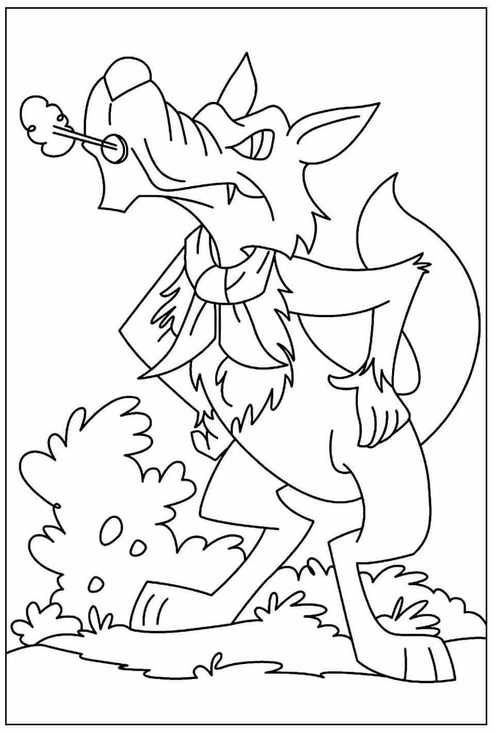 Desenho de Lobo Mau Imprimivel para Crianças para Colorir