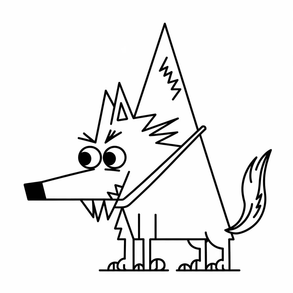 Desenho de Lobo Mau Fácil para Colorir