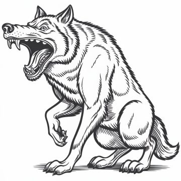 Desenho de Pintura de Lobo Mau para Colorir