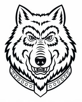 Desenho Imprimível de Rosto de Lobo Mau para Colorir