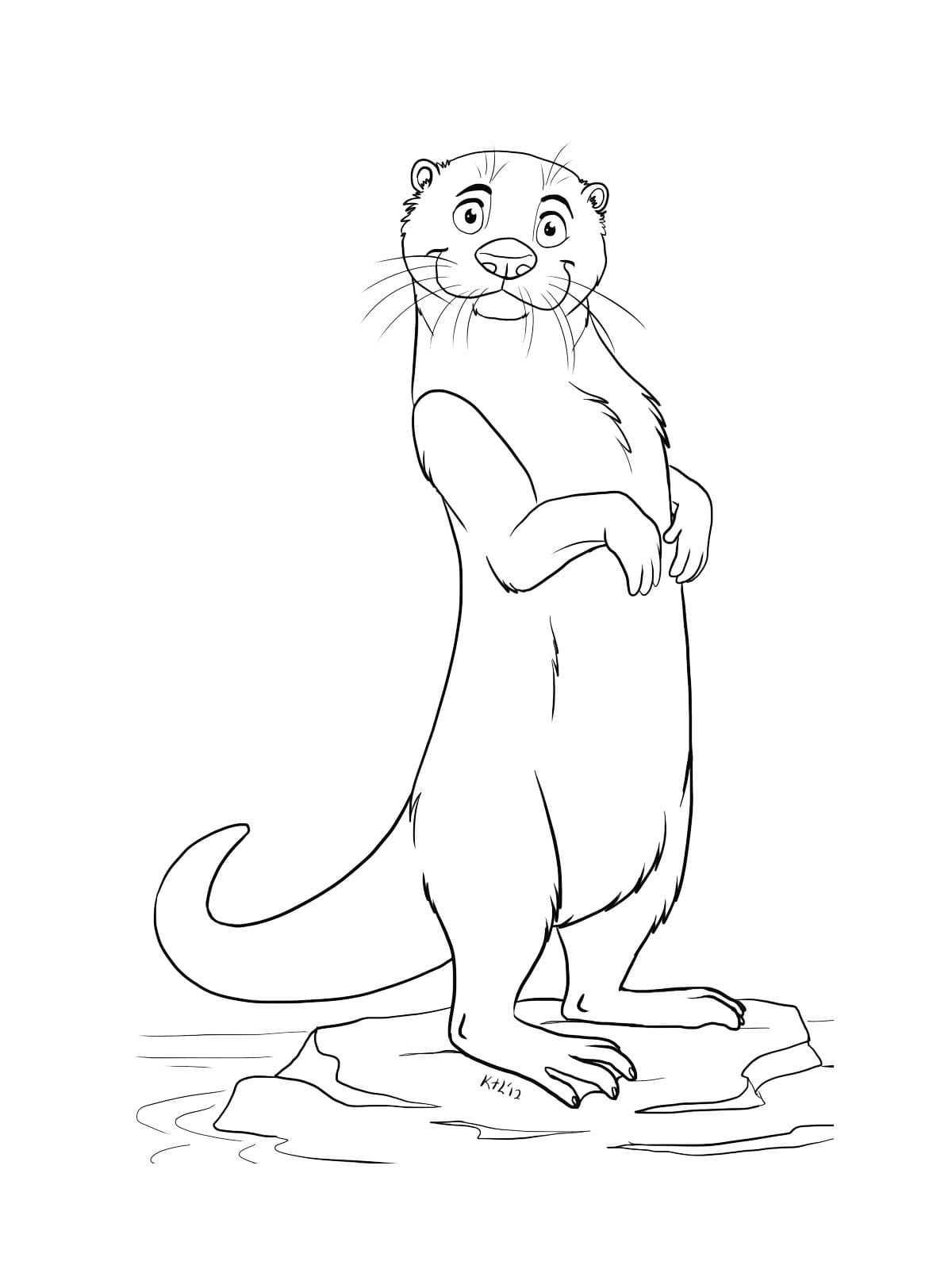 Desenho de Lontra de Desenho Animado para Colorir