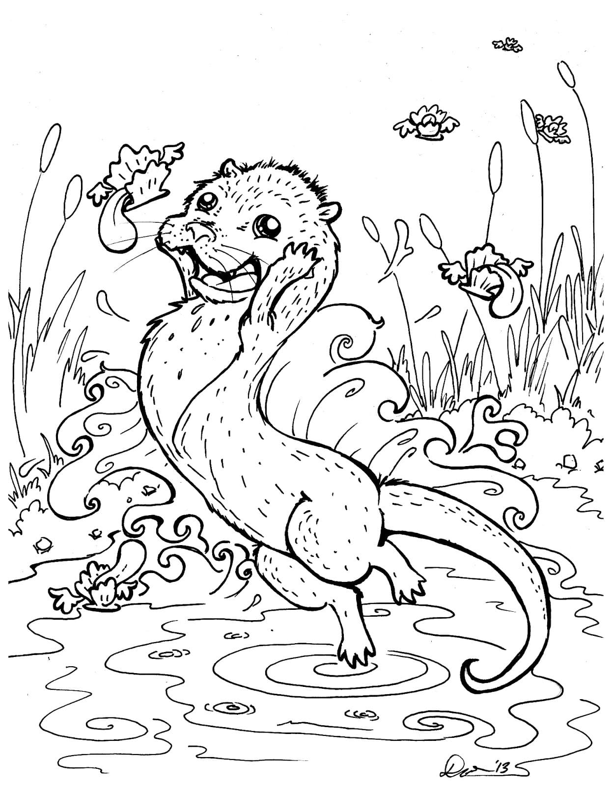Desenho de Lontra Engracada para Colorir
