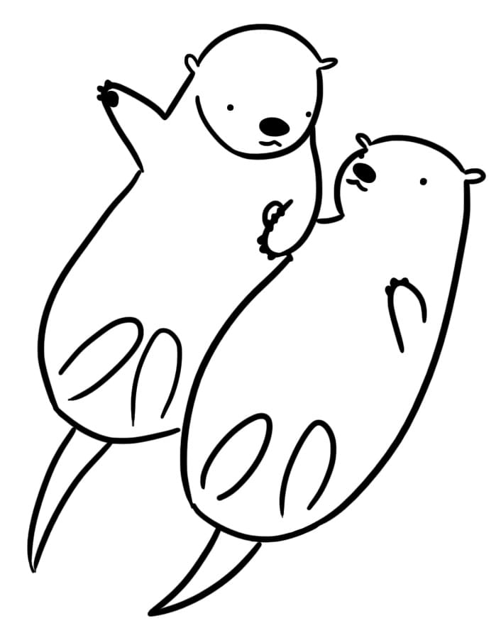 Desenho de Lontras Fofas para Colorir