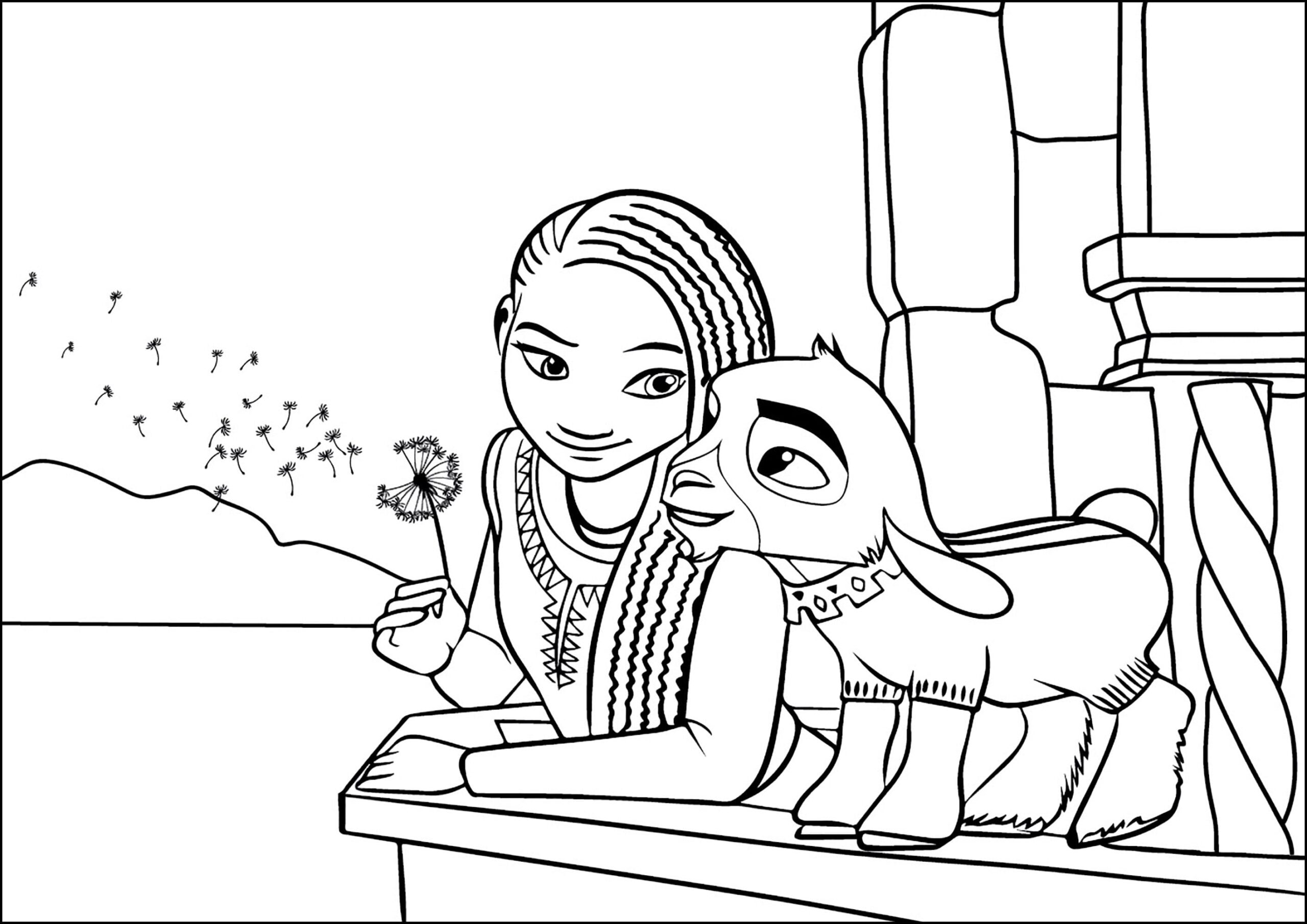 Desenho de Asha e Valentino de Wish para Colorir Scaled