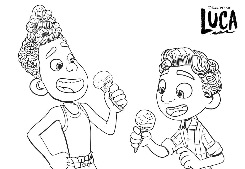 Desenho Alberto com Luca para Colorir