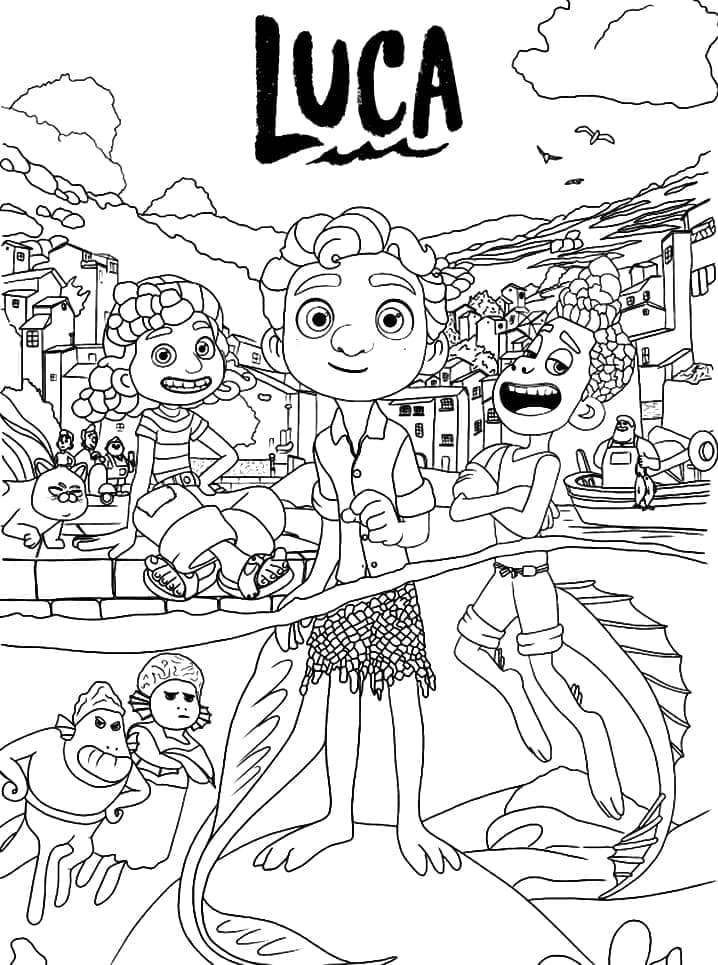 Desenho Personagens de Luca para Colorir
