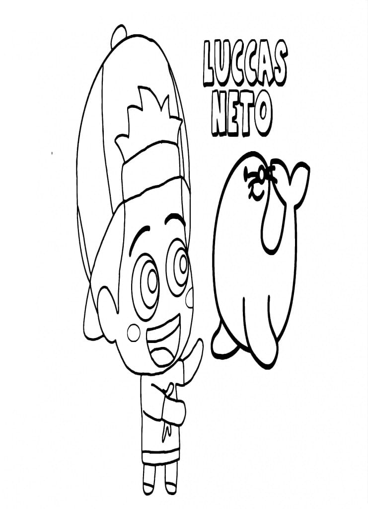 Desenho Luccas Neto e Selo para Colorir