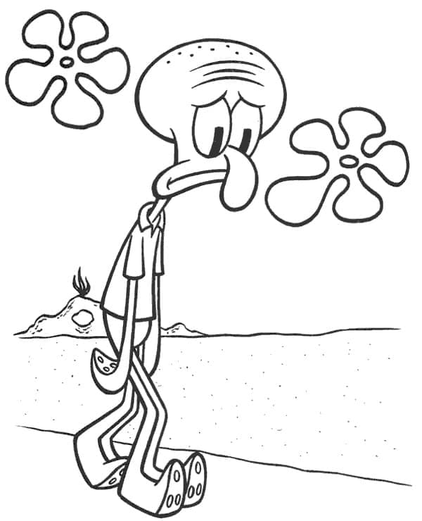 Desenho de Lula Molusco Caminhando para Colorir