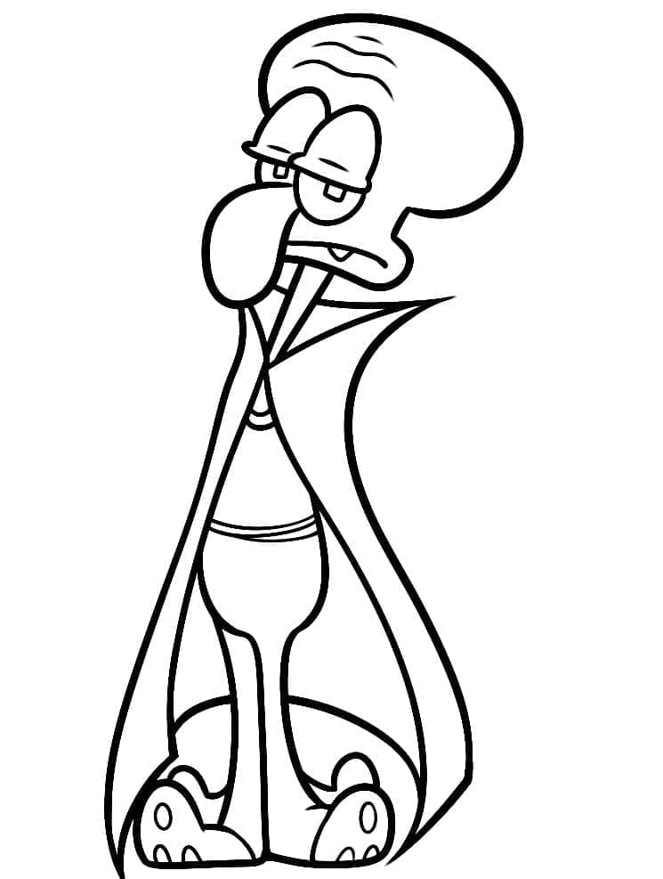 Desenho de Lula Molusco com Roupa de Dracula para Colorir