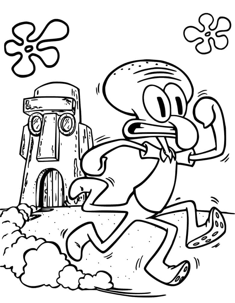Desenho de Lula Molusco Engraçado para Colorir