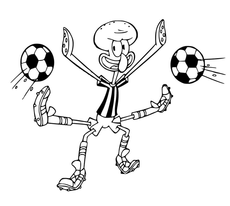 Desenho de Lula Molusco Jogando Futebol para Colorir