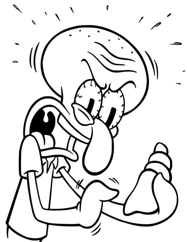 Desenho de Lula Molusco Muito Irritado para Colorir