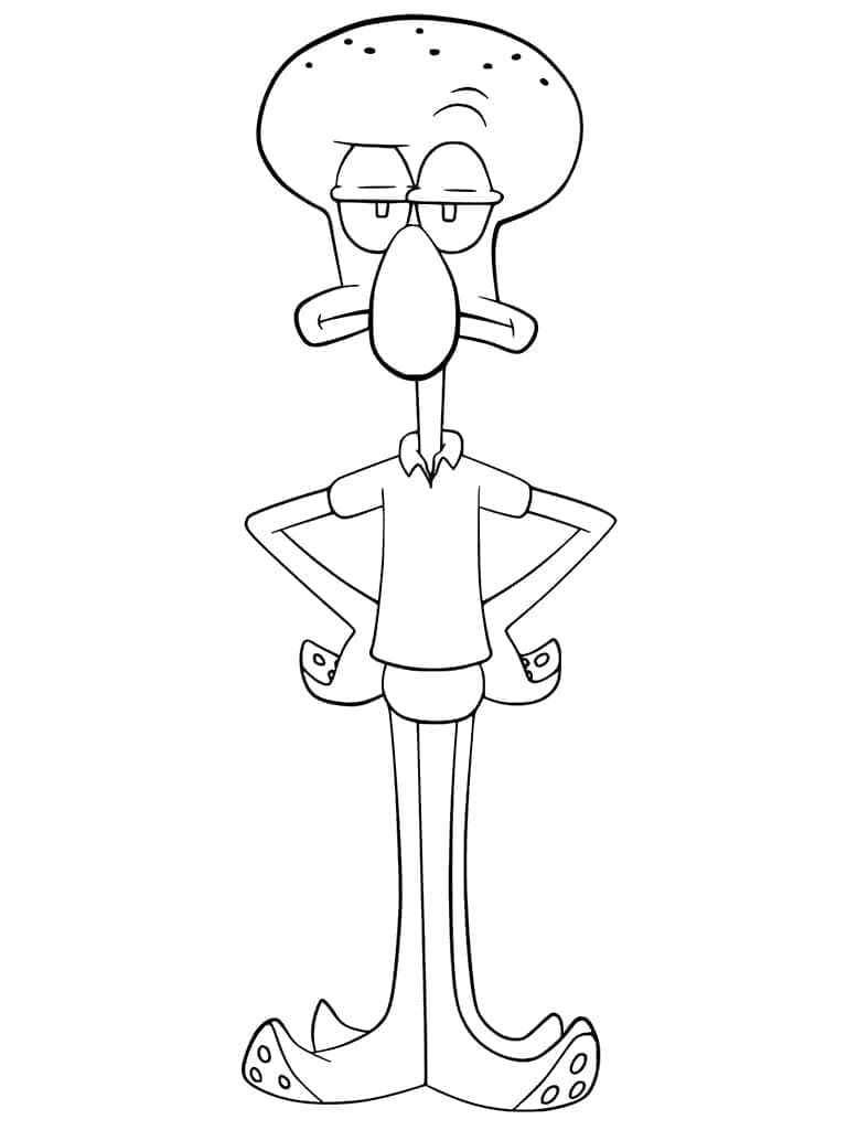 Desenho de Lula Molusco Tentáculos de Bob Esponja para Colorir