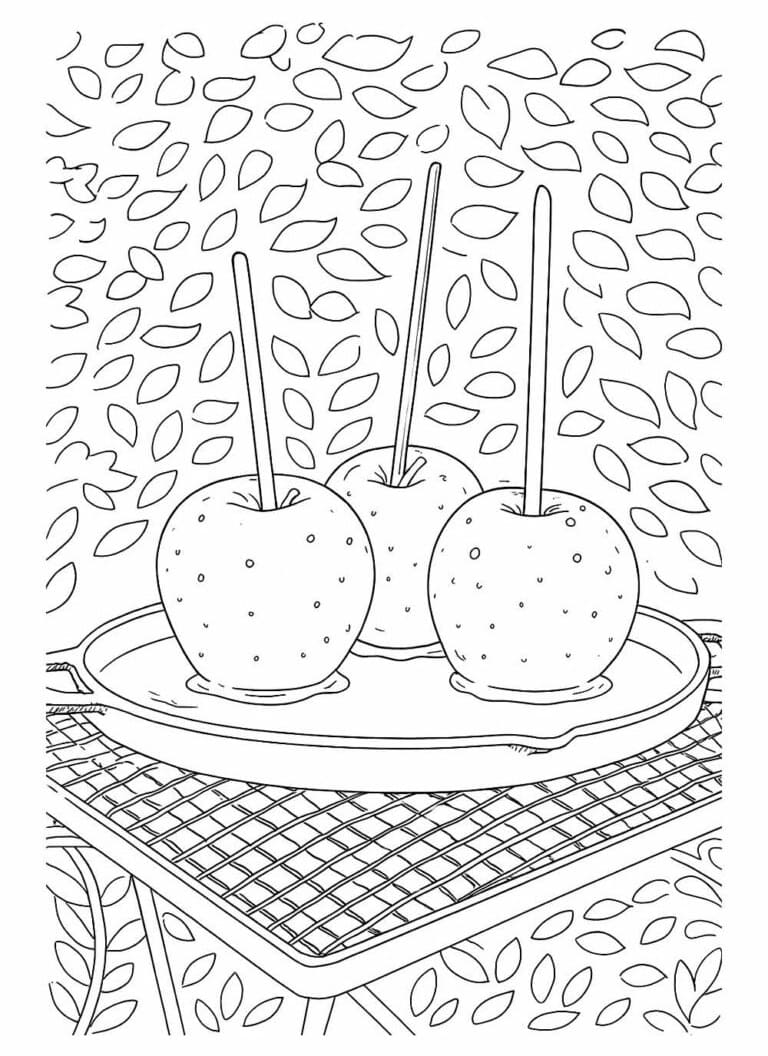 Desenho de Imagem de Maçãs do Amor para Colorir