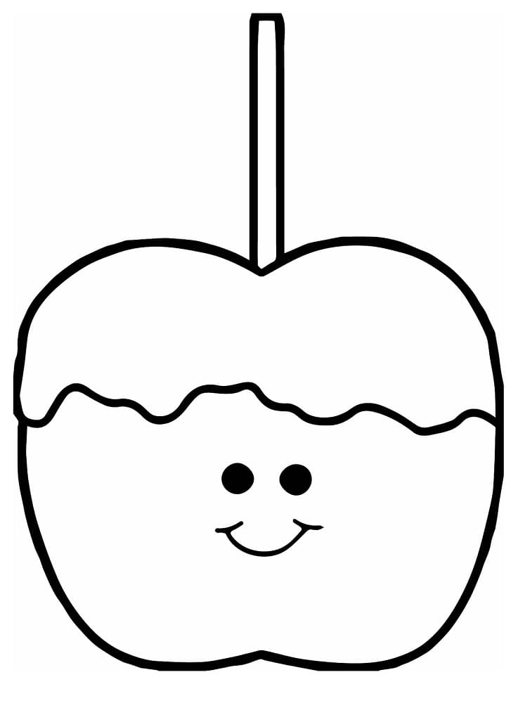 Desenho de Maçã do Amor Feliz para Colorir
