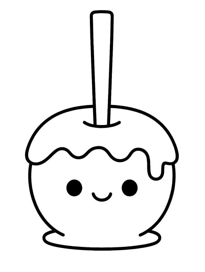 Desenho de Maçã do Amor Fofa para Colorir