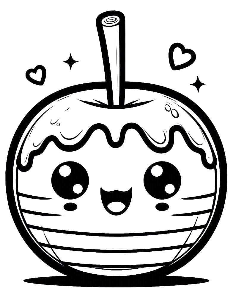 Desenho de Maçã do Amor Grátis para Crianças para Colorir