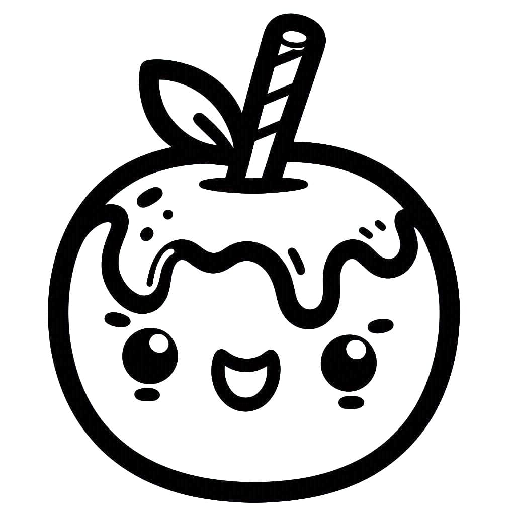 Desenho de Maçã do Amor Imprimivel para Crianças para Colorir
