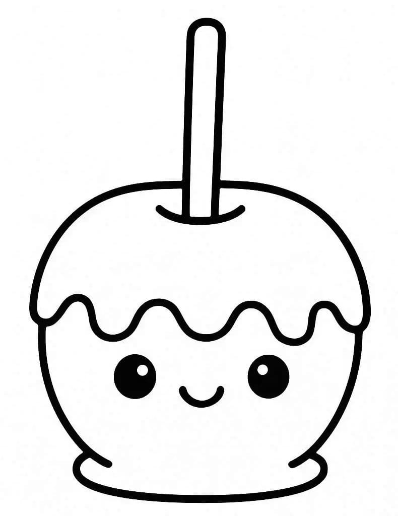 Desenho de Maçã do Amor Kawaii para Colorir