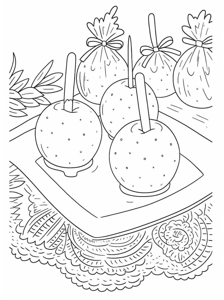Desenho de Maçãs do Amor para Colorir