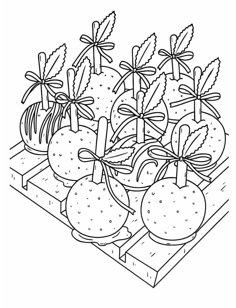 Desenho de Muitas Maçãs do Amor para Colorir